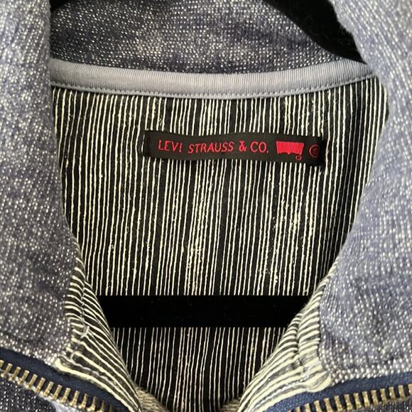 Levi Strauss & Co Mens Blue Denim Knit Jacket Size Small Zipper Front - Picture 3 of 10